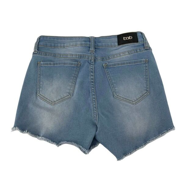 Jean Shorts Light Wash Cut Offs Distressed Stretch Fit Juniors Size 7 BQB Casual - Picture 3 of 5